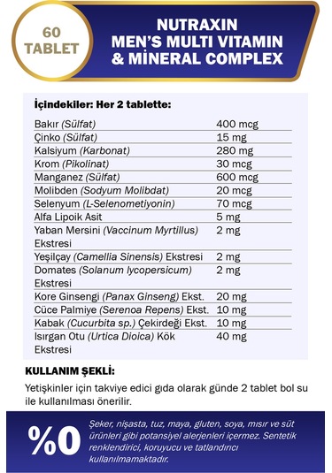 Multivitamin Mineral Complex Men's 2. % 50 İndirimli Avantaj Paketi