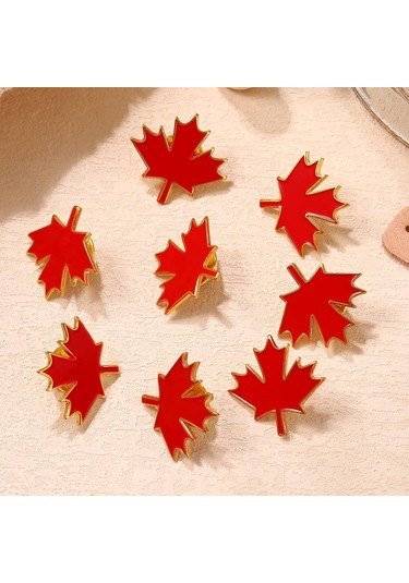 Monyee Kanada Akçaağaç Rozeti, Yüksek Kaliteli Alaşımdan Yapılmış, Zarf Ve Giyim Dekorasyonu İçin Mini Anı Broşu Tek Adet Kırmızı