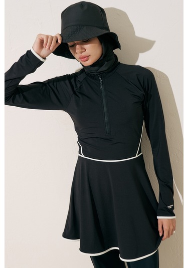 Eşarp Detaylı Bucket Şapka Siyah Siyah