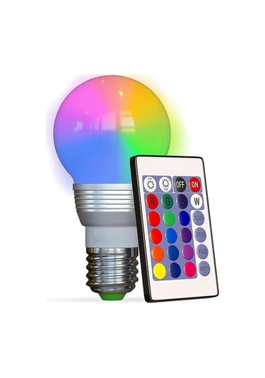 Uzaktan Kumandalı Renk Değiştiren Led Ampul 2'li Paket 16 Farkl Çok Renkli