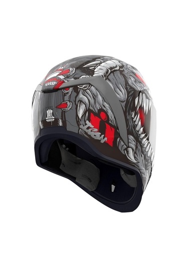 Icon Airform Krayola Kreep Mıps Kapalı Motosiklet Kaskı Siyah Gri Kırmızı