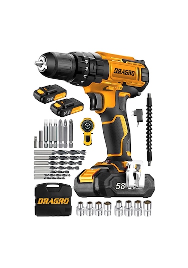 Dragro GTX-58 58V 5 Ah Turuncu Darbeli Çift Akülü Vidalama Makinesi