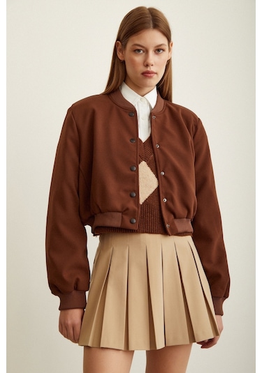 Never More Astarlı Çıt Çıtlı Mont Kahve Kahverengi