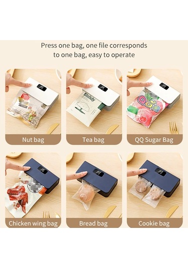 Boatshop1 Beyaz 6 Ayarlı Usb Şarj Edilebilir Lityum Pil Hızlı Mühürleme Seyahat Piknik Ve Mutfak İçin Taşınabilir Mühürleyici