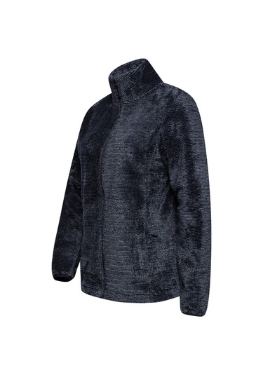 2As Sofia Kadın Tam Fermuarlı Çizgili Polar Siyah