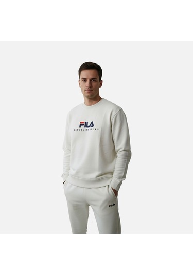 Ekru Fila Unisex Sweatshirt Valsera Logo Fau0226.10010 Ekru