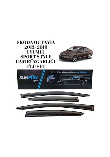Skoda Octavia 2013 2014 2015 2016 2017 2018 2019 İle Uyumlu Sport Style Cam Rüzgarlığı 4lü Set Sunplex