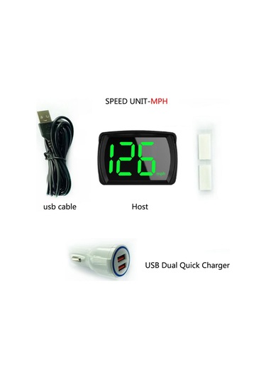 Geeroyoo Araba Hud Headup Display Km/h Mph Gps Dijital Hız Göstergesi Led Büyük Yazı Tipi Ekranlı Araba Şarj Adaptörü Araba Kamyonet Suv Motosiklet