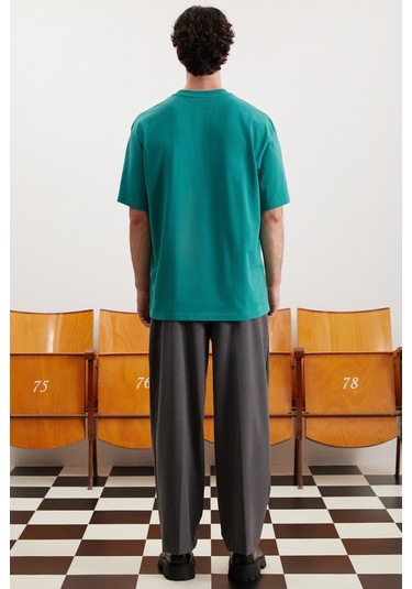 GRIMELANGE Norıs Erkek Regular Fit %100 Pamuk Baskılı Yeşil T-shirt Yeşil