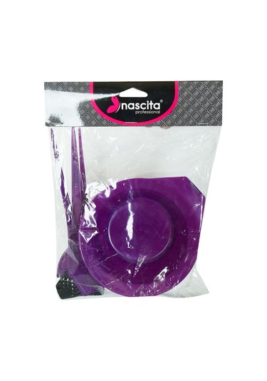 Nascita Saç Boyama Tası Fırça Tarak Seti 4'lü Mor