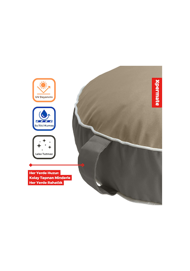 Xpermate Fermuarlı Kedi Köpek Minderi Kedi Köpek Yatağı Bej - Gri