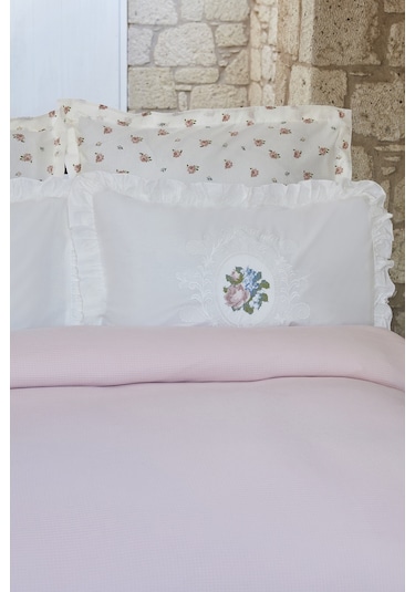 Karaca Home Fayette Çift Kişilik Nakışlı Nish Set Pudra 200.22.14.0434