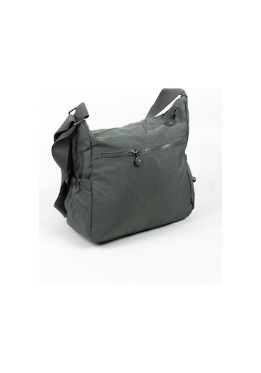 Krinkıl / Klinkır Su Geçirmez Kumaş Çok Gözlü Çapraz Kol Ve Omuz Postacı Çantası Koyu Gri 9507 Gri