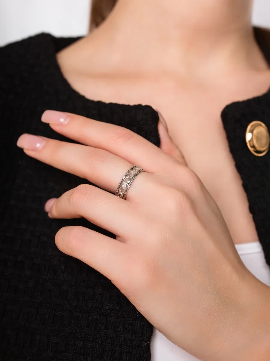 Monıchev Jewelry 925 Ayar Gümüş "kurtar Ve Koru" Doğrudan Dini Yüzük 321719133 Gri