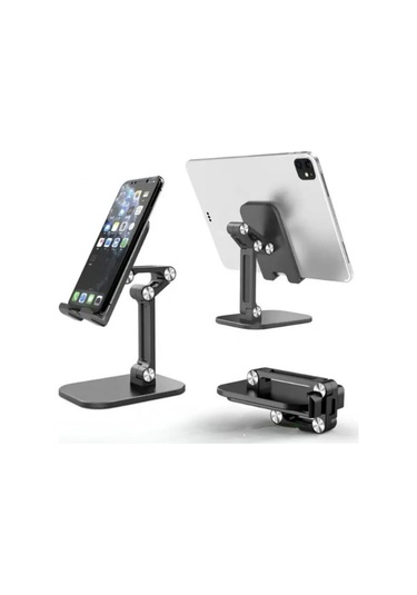 Kademeli Katlanabilir Masaüstü Telefon Tablet Standı Siyah