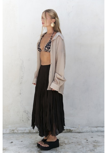 Mai Collection Mai Studios Co. Syaritta Oversize Vizon Transparan Gömlek VİZON