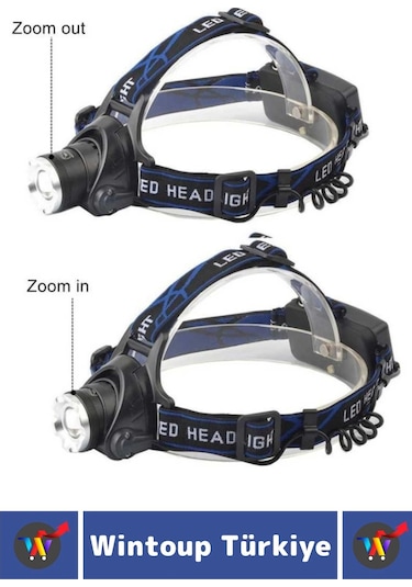 Profesyonel Kamp Avcı Balıkçı Deprem Güçlü Işık 3 Mod Yüksek Mesafeli Zoomlu Güçlü Kafa Lambası Çok Renkli