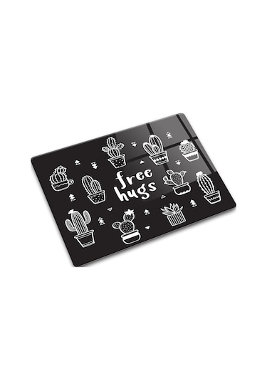 Decorita Cam Kesme Tahtası | Free Hugs-Siyah Fon | 30cm x 40cm