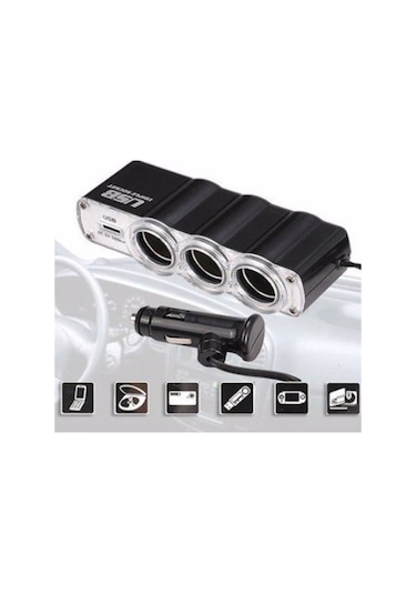 Eraks Car Accesorıes Araç Oto Çakmak Çoğaltıcı 3 Port+1 Usb