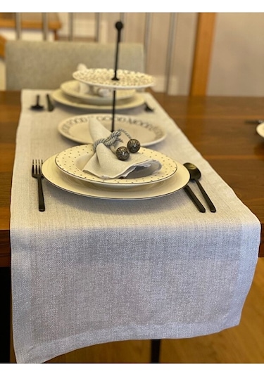 Valerium Simli Gümüş Runner 40x150cm Gümüş