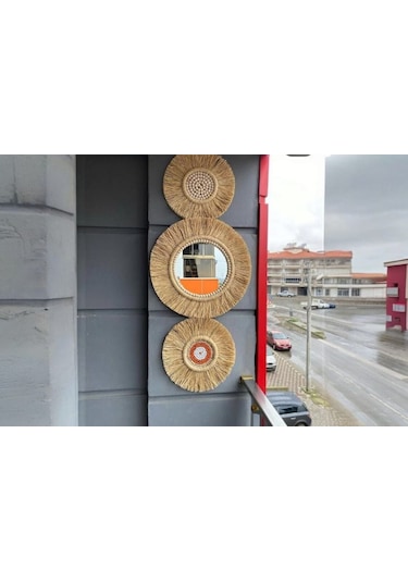 Dekoratif Aynalı Duvar Süsü 3'lü Set