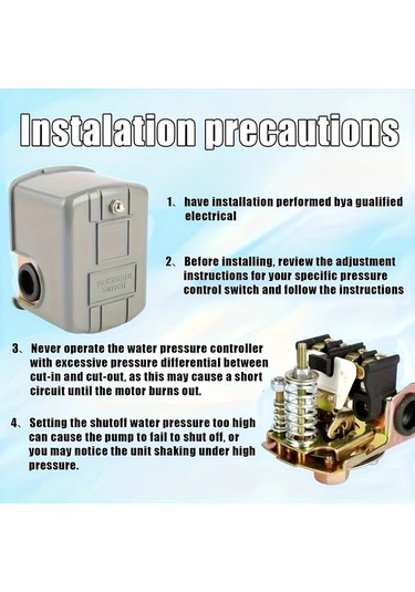 Dashanshop Gri 30-50 Psı Kuyu Pompa Basınç Şalteri 1/4 Npt 40/60 Ayar