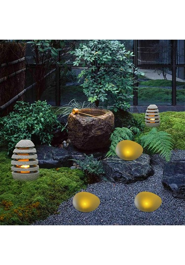 Gajeena Güneş Enerjili Çakıl Şekilli Bahçe Lambası - Ip55 Su Geçirmez 8 Saat Sürekli Aydınlatma Islak Sarı Işık - Bahçe, Çimen, Yolculuk Dekorasyonu Sarı
