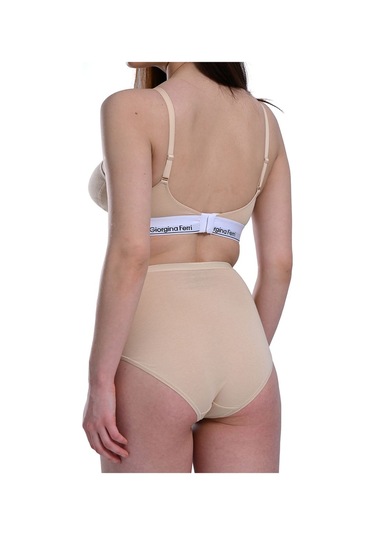 Likralı 5'li Kutu Premium Günlük Kullanıma Uygun Yüksek Bel Külot Berry G-007 H Bej