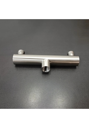 Fastbuy Siyah Paslanmaz Çelik Duş Kolu - Çift Çıkış Bağlantı - Dayanıklı Evrensel Banyo Aksesuarı Siyah