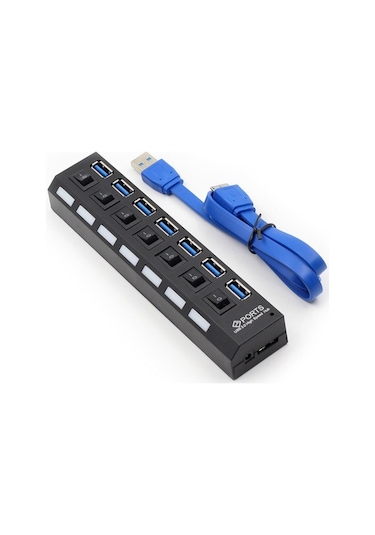 Triline 7 Port Adaptörlü Usb Usb 3.0 On Off Tuşlu Hub Çoklayıcı