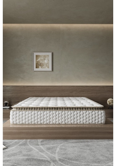 Aksviva Cortado Çift Kişilik Pedli Paket Yaylı Yatak 30 Cm BEYAZ