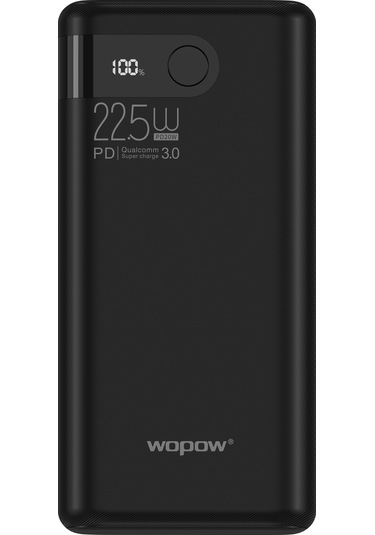 Yifomall Wopow Wp04 20000mah Led Ekranlı 22.5w Hızlı Şarj Pd Powerbank Siyah 74wh Polimer Batarya, Abs+ateş Direnci