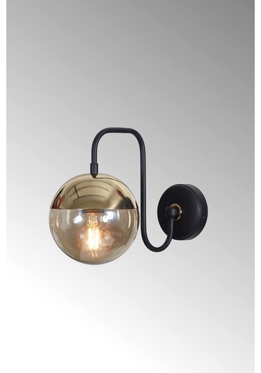 Luzarana Siesta Gold-siyah Metal Gövde Bal Rengi Camlı Tasarım  Aplik Sarı