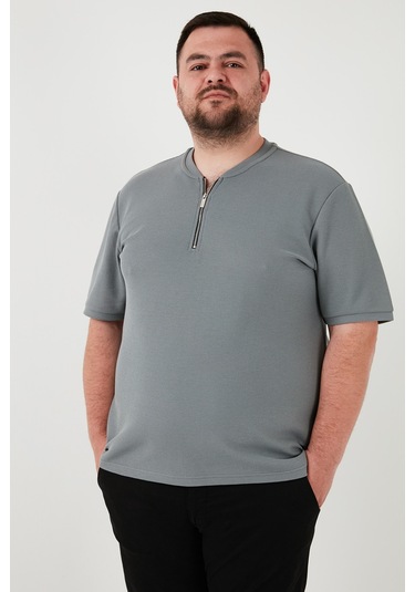 Buratti Büyük Beden Pamuklu Regular Fit Erkek T Shirt 5902653B Açık Haki