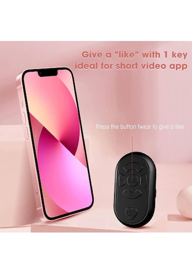 Tiktok Bluetooth Uzaktan Kumanda Düğmesi Sayfa Çevirici Video Kaydı Selfie Kumandası - Siyah