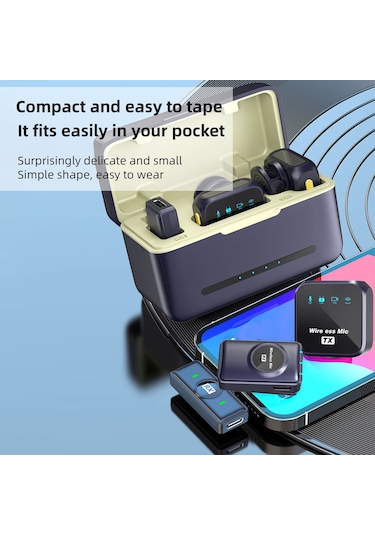 Lemestar 2.4g Kablosuz Mikrofon Seti - 50m Menzilli, Gürültü Önleyici, Şarj Kutusu Dahil, Android Ve Tabletler İçin