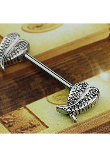 Homyl 1 Çift Paslanmaz Çelik Melek Kanatları 16g Meme Halkası Gümüş