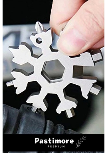 Paslanmaz Çelik Çok Fonksiyonlu Alyan Tornavida Takımı Kar Tanesi Anahtarlık Konserve Açıcı