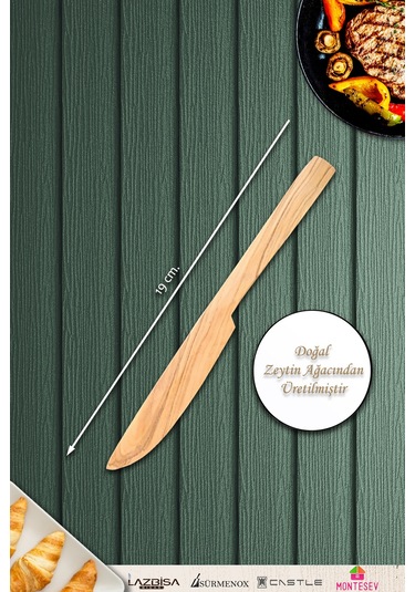 Zeytin Ağacı Ahşap Tahta Bal Reçel Kaşığı Kahvaltı Çatalı Kahvaltı Bıçağı Zeytin Ağacı Ynzyt-551 Kahverengi