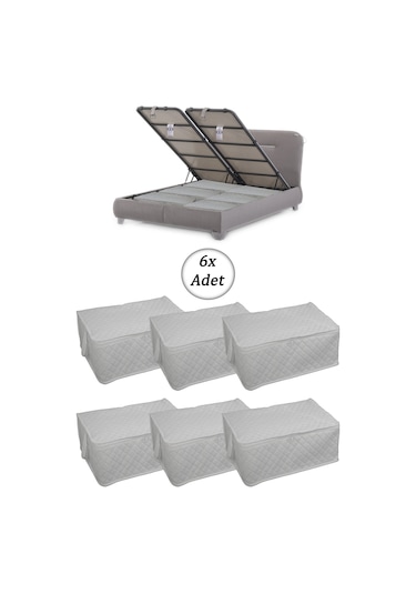 Adarya Home Çekyat Baza Tipi Hurç  Baza Alti-Kazak-Yastik-Pike Saklama Hurcu 6 Adet 22 x 40 x 60 Beyaz