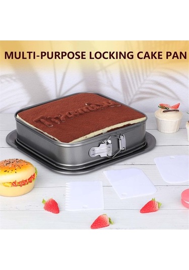 Ulzyvf Yaylı Kek Kare Kalıp 9 Gri İnç Cheesecake Kalıbı Gri