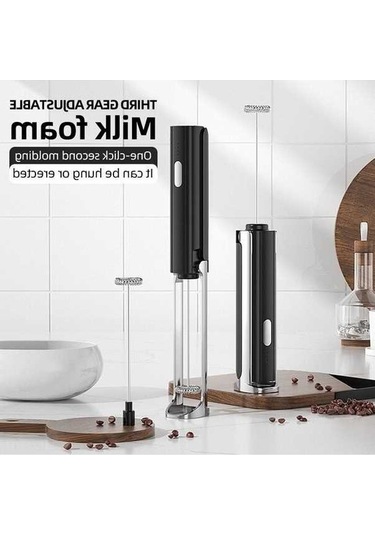 Ulzyvf Şarjlı Taşınabilir Süt Köpürtücü 3 Seviyeli Kahve Mikseri Paslanmaz Çelik Siyah Siyah