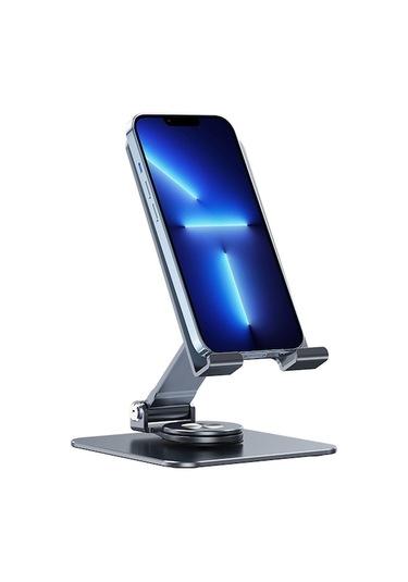 Tx010 Cep Telefonu / Tablet İçin 360 Derece Dönen Alüminyum Alaşımlı Braket Kaymaz Masaüstü Standı Siyah