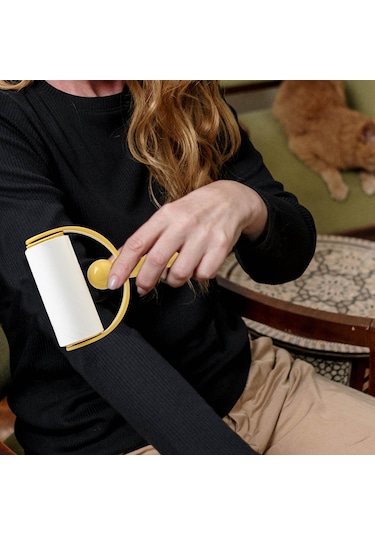 Homyl 2 Parça Yapışkan Lint Rulo Yedekler Köpek Saç Sarı Sarı