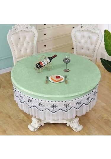 Novahub Yeşil High-end Yuvarlak Masa Örtüsü, Su Geçirmez, Yağa Dayanıklı, 50cm, Ev, Mekan, Düğün, Parti Yeşil