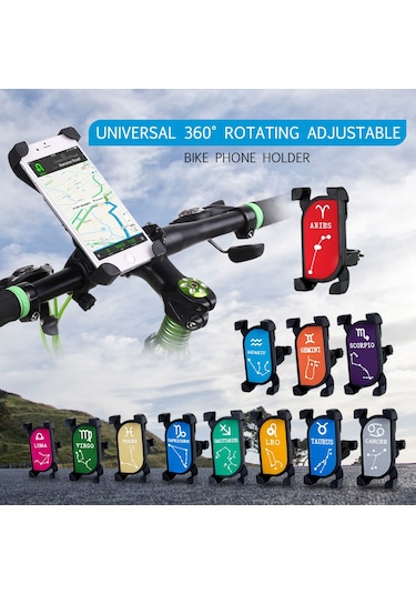 Geeksen Bisiklet Telefon Tutucu, 360 Derece Dönebilen, Ayarlanabilir Kollü, Yumuşak Lastik Yastıklar, Tüm Akıllı Telefonlar İçin Burç Desenli Diğer