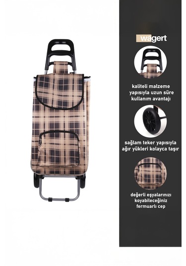 Su Geçirmez Çantalı Katlanabilir Alüminyum Pazar Arabası