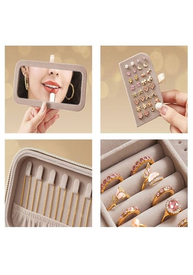 Portatif Takı Saklama Kutusu Aynalı-yüzük,küpe Ve Kolye Organizer