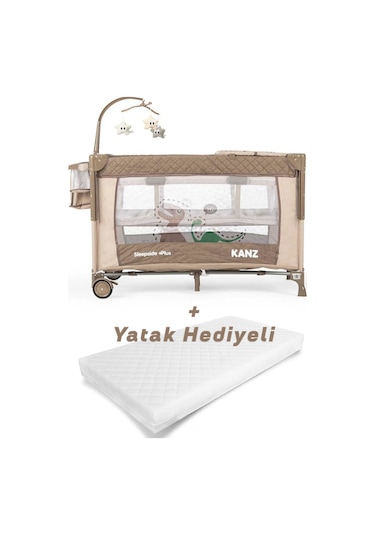 Kanz Sleepside +plus Anne Yanı Park Yatak Kahve - Yatak Hediyeli