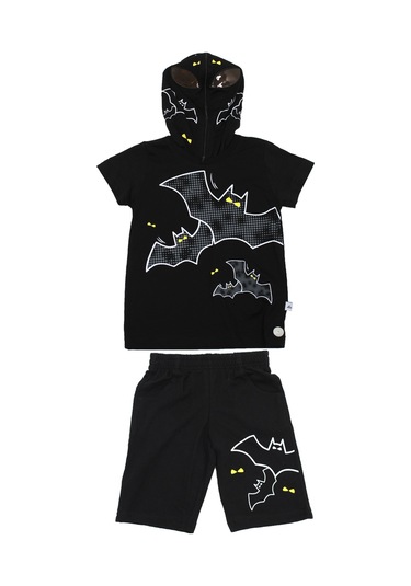 Gigas Kapşonu Fermuarlı Batman Şortlu Takım Siyah